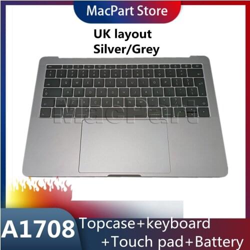 BiNFUL Original new Grey/silver A1708 UK Topcase Assembly for MacBook Pro 13"A1708 2016/2017 keyboard Battery touchpad Topcase