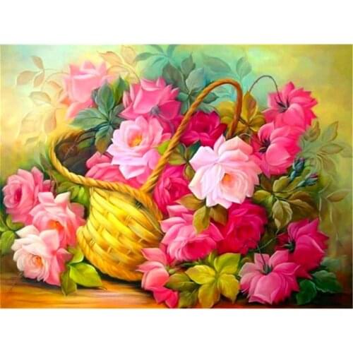 Peony Flowers House Printed Canvas 11CT Cross-Stitch Embroidery Patterns DMC Threads Hobby Sewing Knitting Handiwork Decor