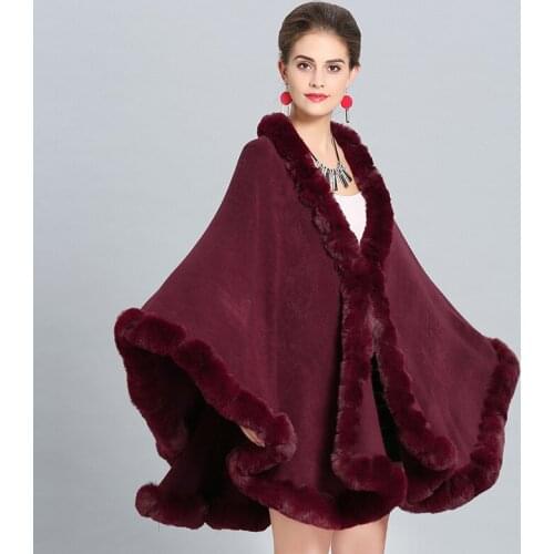 Mother of Bride Dress Large Size Faux Fox Fur Collar Knitted Shawl Cloak Coat Outfit Many Colors on Sale