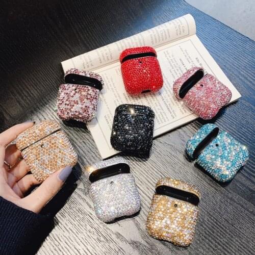 Luxury Glitter Hard Earphone Cases For AirPods 2/1 Headset Box For AirPods Shell Cute Diamond Bling Protective Cover Accessories