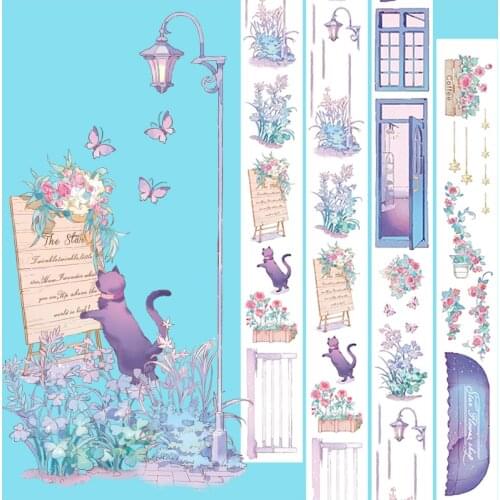 Fairy Butterfly Cat Flower Corner Washi Tapes Bullet Journal Masking Tape Adhesive Tape DIY Scrapbooking Washi Stickers