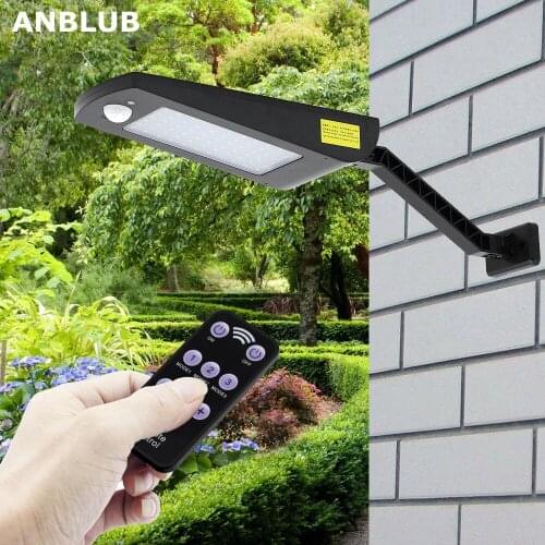 LED Solar Light PIR Motion Sensor 66leds 3 modes White Light With Remote Waterproof Wall Lamp for Outdoor Garden Street etc