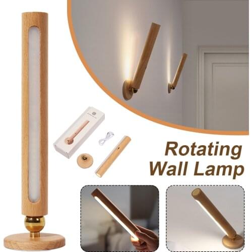 360° Rotatable USB Charging Wood Indoor Wall Light Adjustable Brightness Touch Switch Sconce Corridor Wall Lights Night Lamp