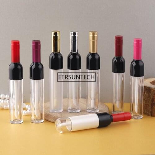 100pcs 5ml Empty Wine Shaped Lip Gloss Containers Lipstick Tube Silver/Gold /Red/Pink Lipstick Bottle, Cosmetic Lipgloss F3911