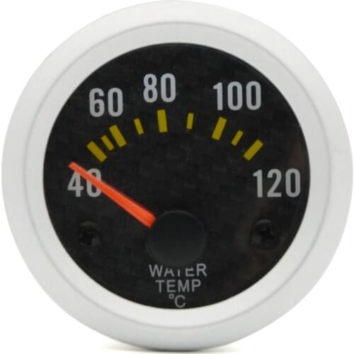 2" 52mm Auto Car Water Temperature Gauge Analog Carbon Fibre Face 40-120 degrees Celsius White Background Light