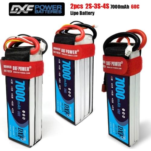 2PCS DXF RC Battery 4S 3S 2S 14.8V 11.1V 7.4V 7000mAh 60C-120C LiPo Li-Poly for Helicopter Quadcopter Boats Car