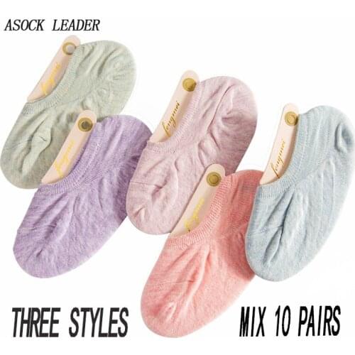 2018 Summer New WomenS Cotton Invisible Socks Silica Gel Non-Slip Shallow Mouth Pure Cotton Socks 10 Pairs / Lot