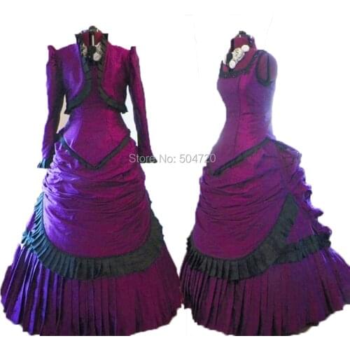 Tailored! purple Duchess Queen Marie Antoinette Period Masquerade Theatre Civil war Gown dress HL-281