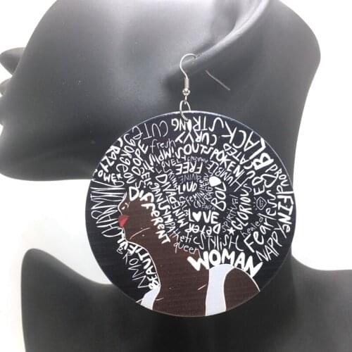 Free Shipping! Amazing Black Hair Wood Earrings