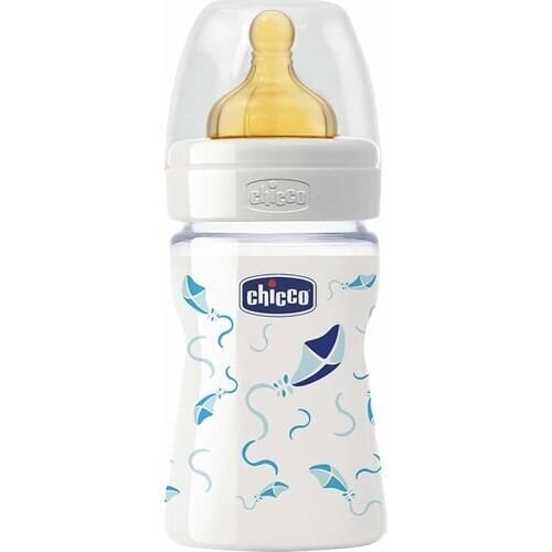 Chicco Wellbeing Glass Baby Bottle Male 150 ml Rubber