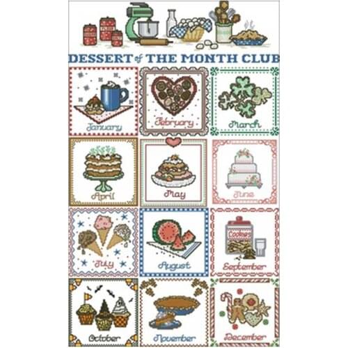 December dessert patterns counted 11CT 14CT 18CT DIY Cross Stitch Sets wholesale Cross-stitch Kits Embroidery Needlework