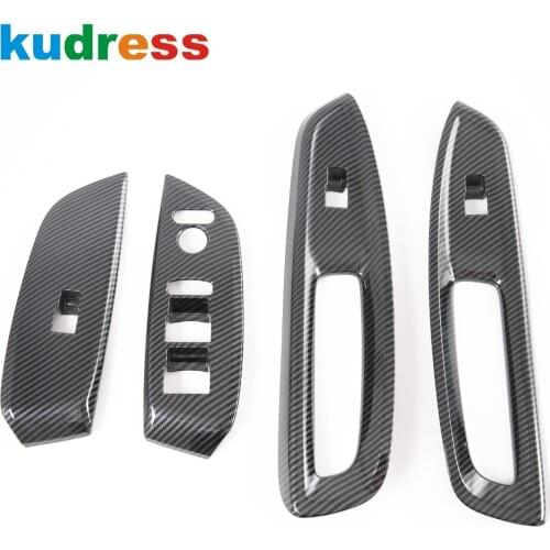 For Honda Jazz 2020 2021 Carbon Fiber Car Interior Window Lift Switch Cover Trim Armrest Panel Decoration Frame Trim Sticker