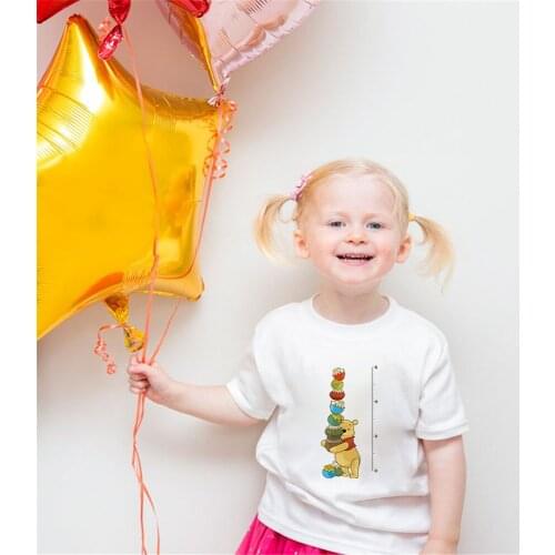 Summer Disney Children Cartoon Winnie The Pooh Friends Baby Girl Short Sleeve Kids T-Shirt White Casual Cozy Harajuku Kawaii