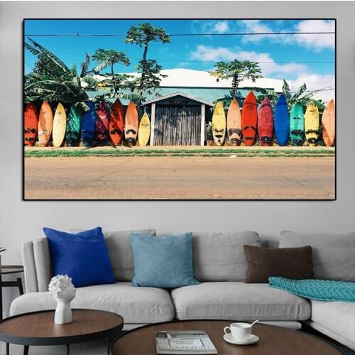 Surfboard Canvas Painting Northern Europe Seascape Posters and Prints Modern Wall Art Pictures for Living Room Home Decoration