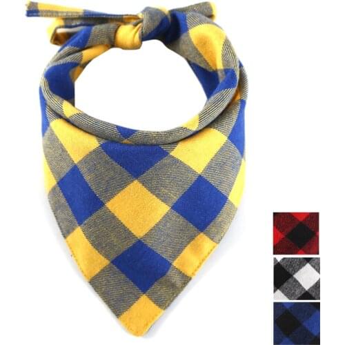 Plaid Dog Bandana Large Bibs Scarf Collar Washable Reversible Triangular Adjustable Cat Puppy Pet Scarf Kerchief Accessories