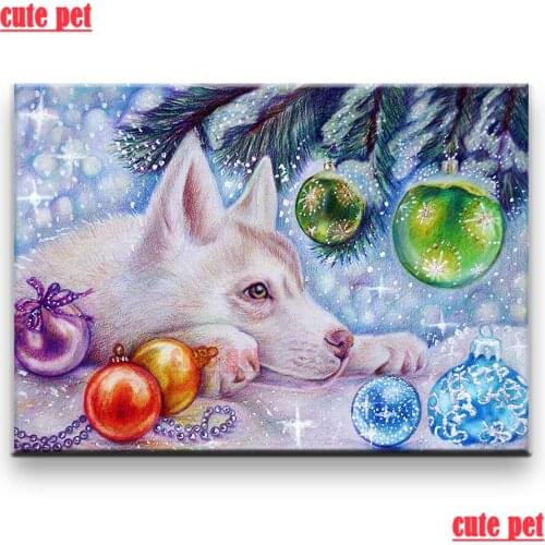 Cute pet Diy Diamond Embroidery Christmas Dogs Toys Pasted Square mosaic 3d Diamond painting cross stitch full Drill home decor