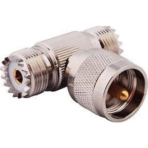 Copper UHF One Male Two Female SL16 3 Way Adapter UHF-KJK