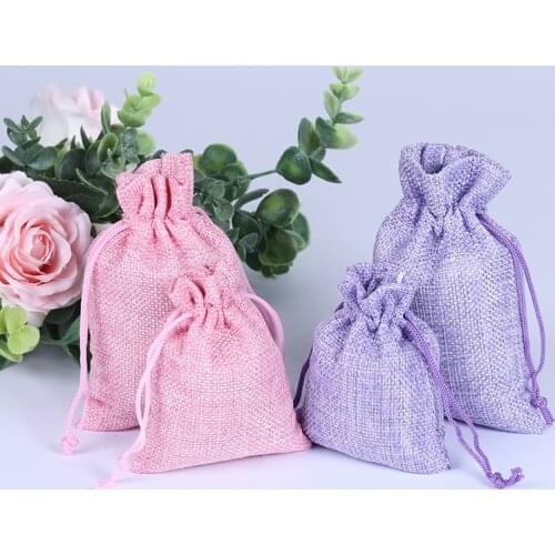 10Pcs Wedding party Pouches Chritmas Burlap Packing Pouch Drawstring Bags Hemp Cord Twine String Jewelry Making Jewelry Display