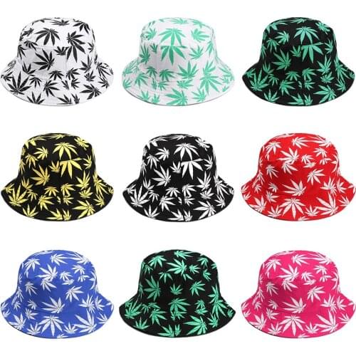 Fashion Women Men Couple Cotton Fishing Hat Hip Hop Cap Maple Leaf Panama Bucket Hat Sun Flat Top Fisherman Hats Caps Boonie New