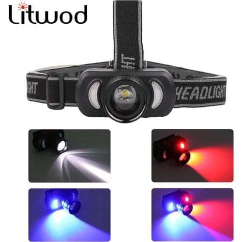 Z50 Powerful Headlamp USB Rechargeable Headlight LED Head Light with Built-in Battery Waterproof Head Lamp White Red Lighting