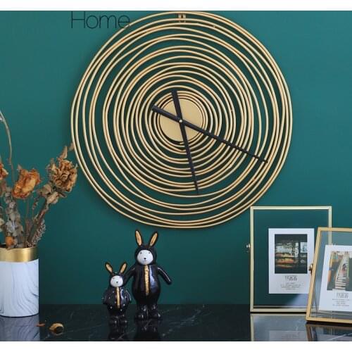 Modern Design Abstract Golden Ring Wall Wall Clock Fashion Metal Clock Living Room Pendant Background Wall Decorate Bamboo Art