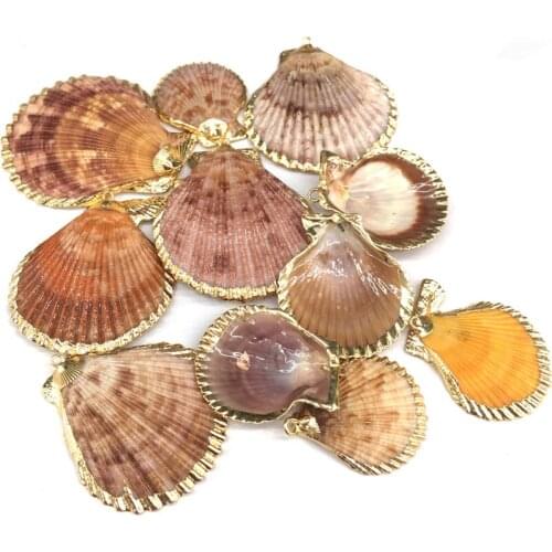Natural shell Fan shape Pendants Exquisite Charms for Jewelry Making DIY Bracelet Necklaces earring Accessories Size 40x48mm