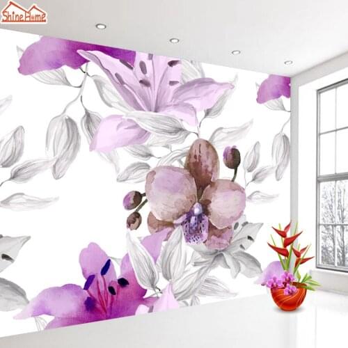 Custom Wallpaper Murals for Living Room Home Decor 3d House Wall Background Self Adhesive Purple Floral Mural Papel De Parede