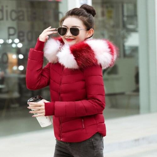 New Casual Winter Down Jacket For Women Detachable fur collar and hat warm gloves Padded Female Coat Slim Puffer short Jackets