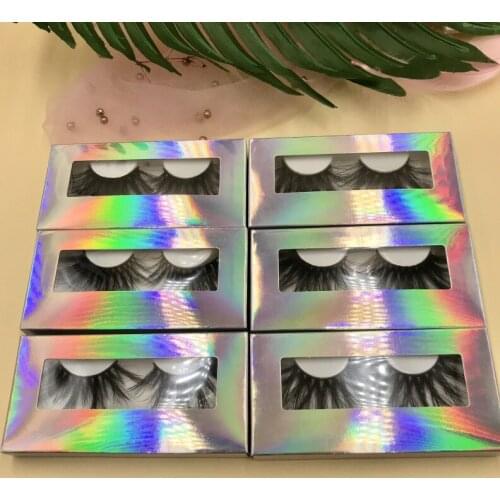 28mm long lashes 6pairs/lot handmade eyelash with holographic eyelashes packaging