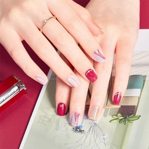 Romantic pink nail stickers Glitter Nail Powder Fashion Wedding Manicure Decoration 3D Gold Foil Design Full Cover Nail Decals