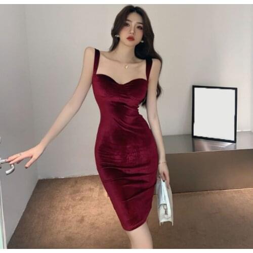 Sexy women spaghetti dress deep v neck nightclub package hip dresses women square collar velour dresses spring basic dress party