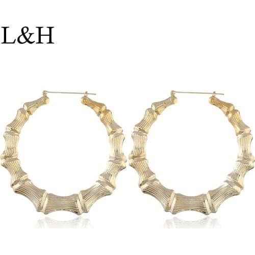 Exaggerated Punk Bamboo Joint Hoop Earrings Big Circle Geometric Hip-Hop Earrings For Women Street Party Club Jewelry Oorbellen
