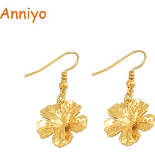 Anniyo Gold Color Hawaii Flower Earring for Women Girls Trendy Earrings Best Gifts Australia New Zealand Kiribati Gifts #156706