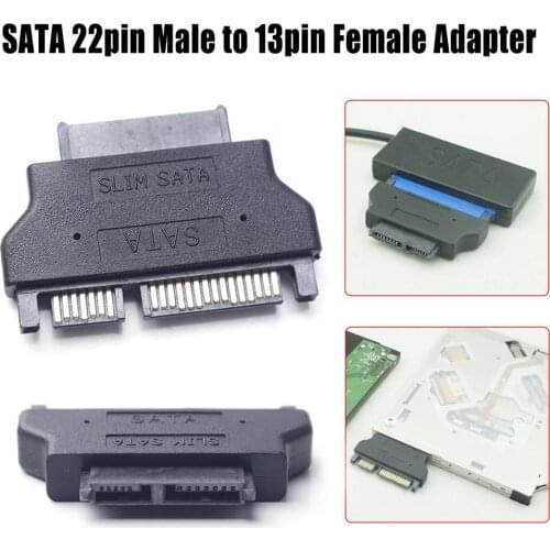 Slimline SATA Adapter Serial ATA 7+15 22pin Male to Slim 7+6 13pin Female Adapter for Desktop Laptop HDD CD-ROM Hard Disk Drive