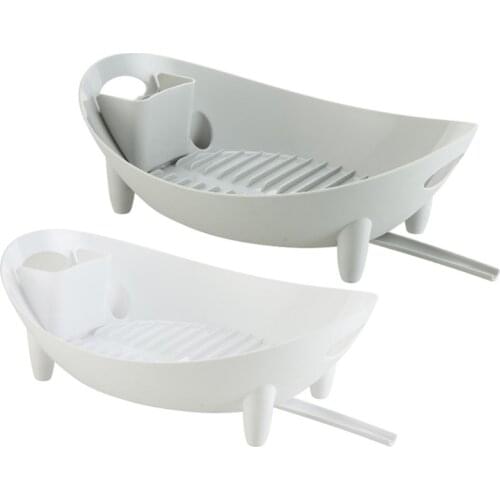 Dish Drying Rack Oval Shaped Drainer with Utensil Holder Plate Bowl Cutlery Storage Vegetable Basket Kitchen Organizer