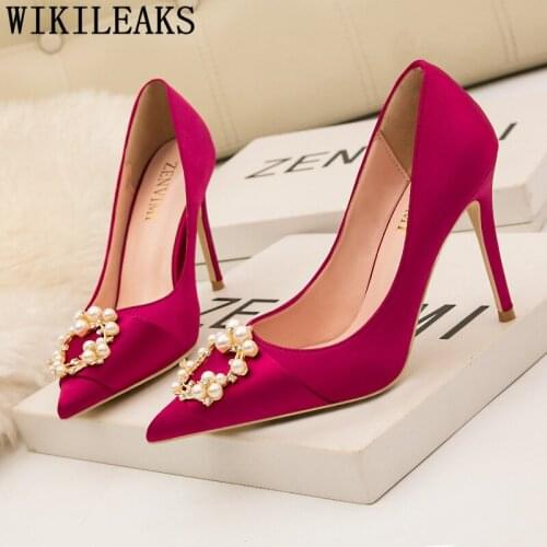 Wedding Shoes Bride Luxury Heels Elegant Shoes For Woman Fashion Ladies Pumps Stiletto Extreme High Heels Red Shoes Buty Damskie