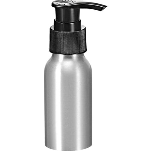 Uxcell 1.7oz/50ml Aluminium Pump Bottle with Black Pump Cap,Empty Refillable Container Travel Bottle