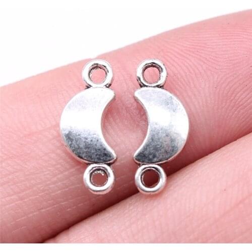 WYSIWYG 30pcs 15x6mm Moon Charm Pendants For Jewelry Making 2 Colors Crescent Moon Connector Charm