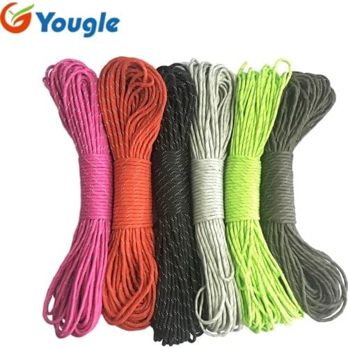 YOUGLE New 7 Core Strand 50 100FT Survival 550 Mil Spec III Reflective Parachute Cord Paracord