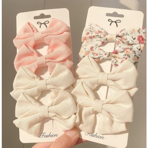 4Pcs/Set Cute Cotton Leopard Printed Bowknot Hair Clips For Kids Girls Barrettes Safty Hairpins Headwear Child Hair Accessories