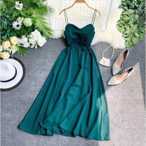 Womens summer sleeveless shoulder-straps dress female sexy backless vacation beach dress TB225