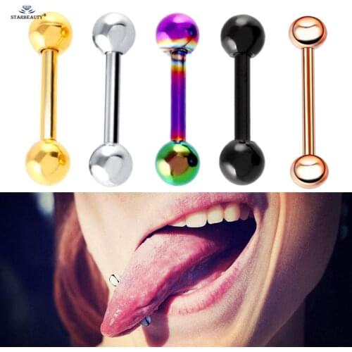 2 pcs/lot Black Tongue Piercing Tongue Ring Industrial Piercing Nipple Ring Rose Gold Helix Piercing Cartilage Earrings