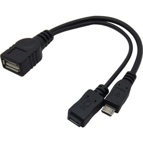 2 In 1 OTG Micro USB Host Power Y Splitter USB Adapter to Micro 5 Pin Male Female Cable Durable Micro USB OTG Cable