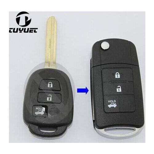 3 buttons Car Blanks FOB Key Case For Toyota Camry Flip Modified Key Shell FOB