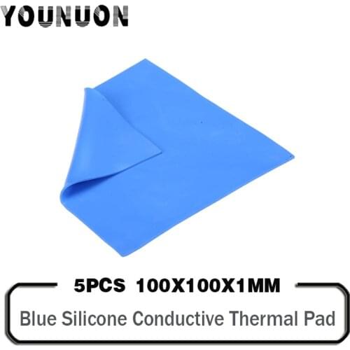 5 Pieces 100x100x1mm Silicone Thermal Pad Heatsinks Cooling Pad for CPU GPU IC Chip Conductive Silicone Pa