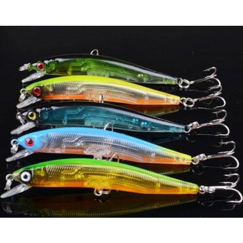 5Pcs Minnow Artificial Plastic Hard Bait 10cm 8.4g Top Water Float Wobbler Swim Lure Pesca Fishing Tackle