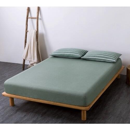 Bonenjoy 1 pc Fitted Sheet King Size 100% Pure Cotton sabanas Mattress Cover Bedding Linen For Double Bed 180x200(No Pillowcase)