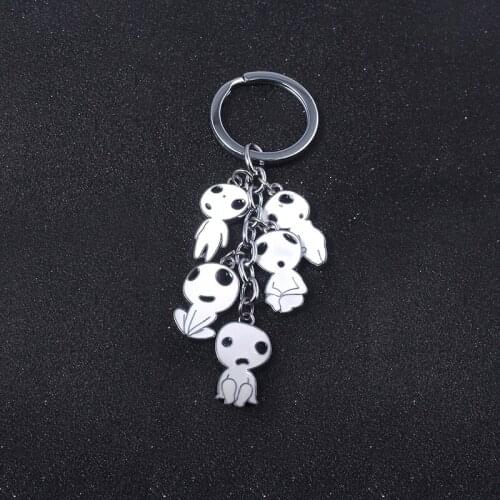 Anime Princess Mononoke Tree Elf Keychain Hayao Miyazaki Cute Elf Pendant Keyring Car Purse Cosplay Jewelry Accessories Gift