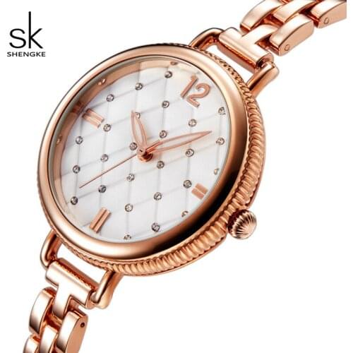 Shengke Rose Gold Watches Women Brand Luxury Quartz Ladies Wrist Watch Relogio Feminino 2019 SK Women Bracelet Watches #K0025