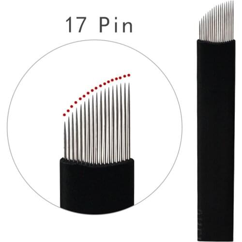 Extremely Thin 0.18MM Nano 17Pins Permanent Makeup Eyebrow Tattooing Microblading Lamira Blade Agulhas Tebori